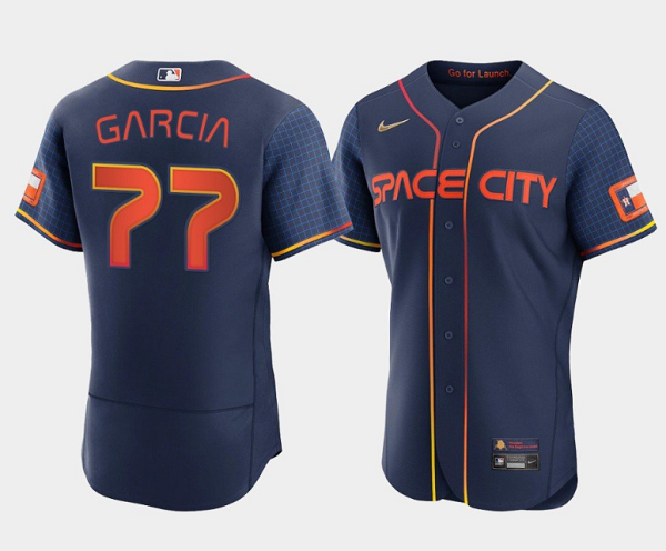 Men's Houston Astros #77 Luis Garcia 2022 Navy City Connect Flex Base Stitched Baseball Jersey Men's Houston Astros #77 Luis Garcia 2022 Navy City Connect Flex Base Stitched Baseball Jersey