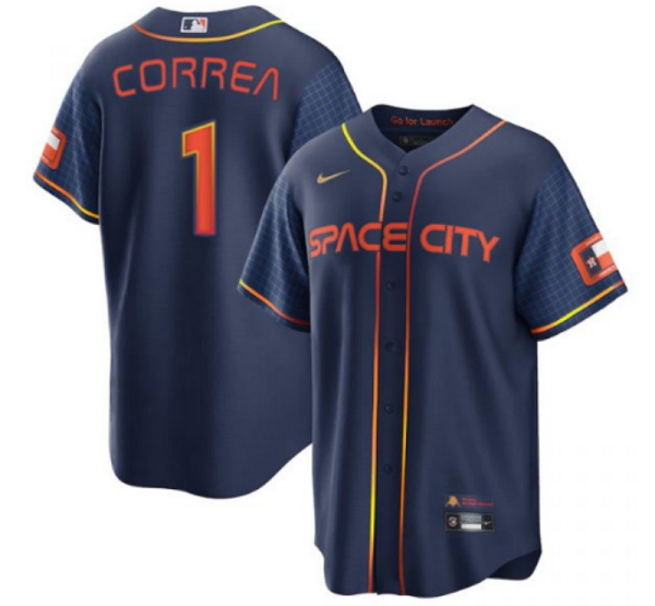 Men's Houston Astros #1 Carlos Correa 2022 Navy City Connect Cool Base Stitched Jersey Men's Houston Astros #1 Carlos Correa 2022 Navy City Connect Cool Base Stitched Jersey