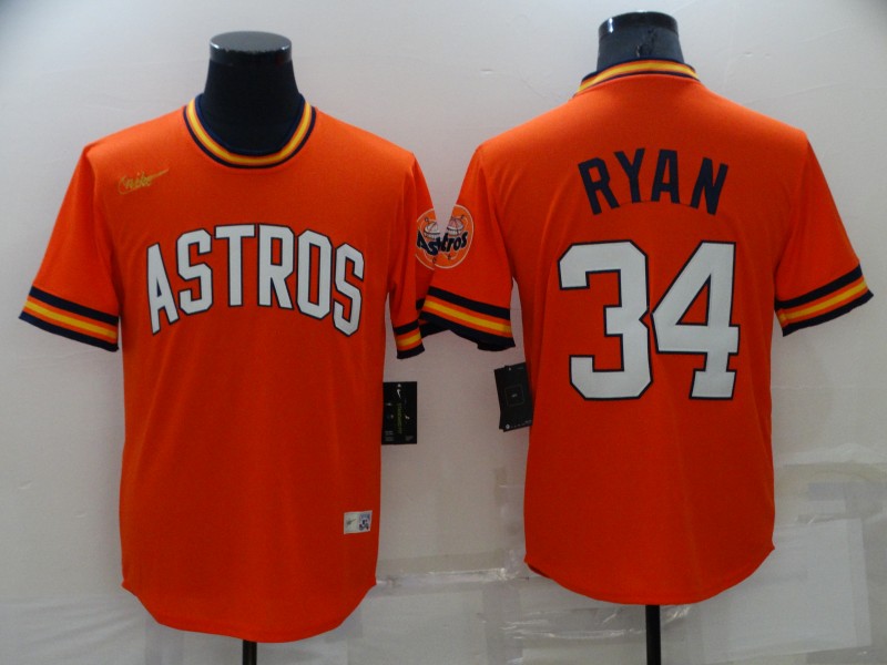 Men's Houston Astros #34 Nolan Ryan Orange Cool Base Stitched Jersey Men's Houston Astros #34 Nolan Ryan Orange Cool Base Stitched Jersey