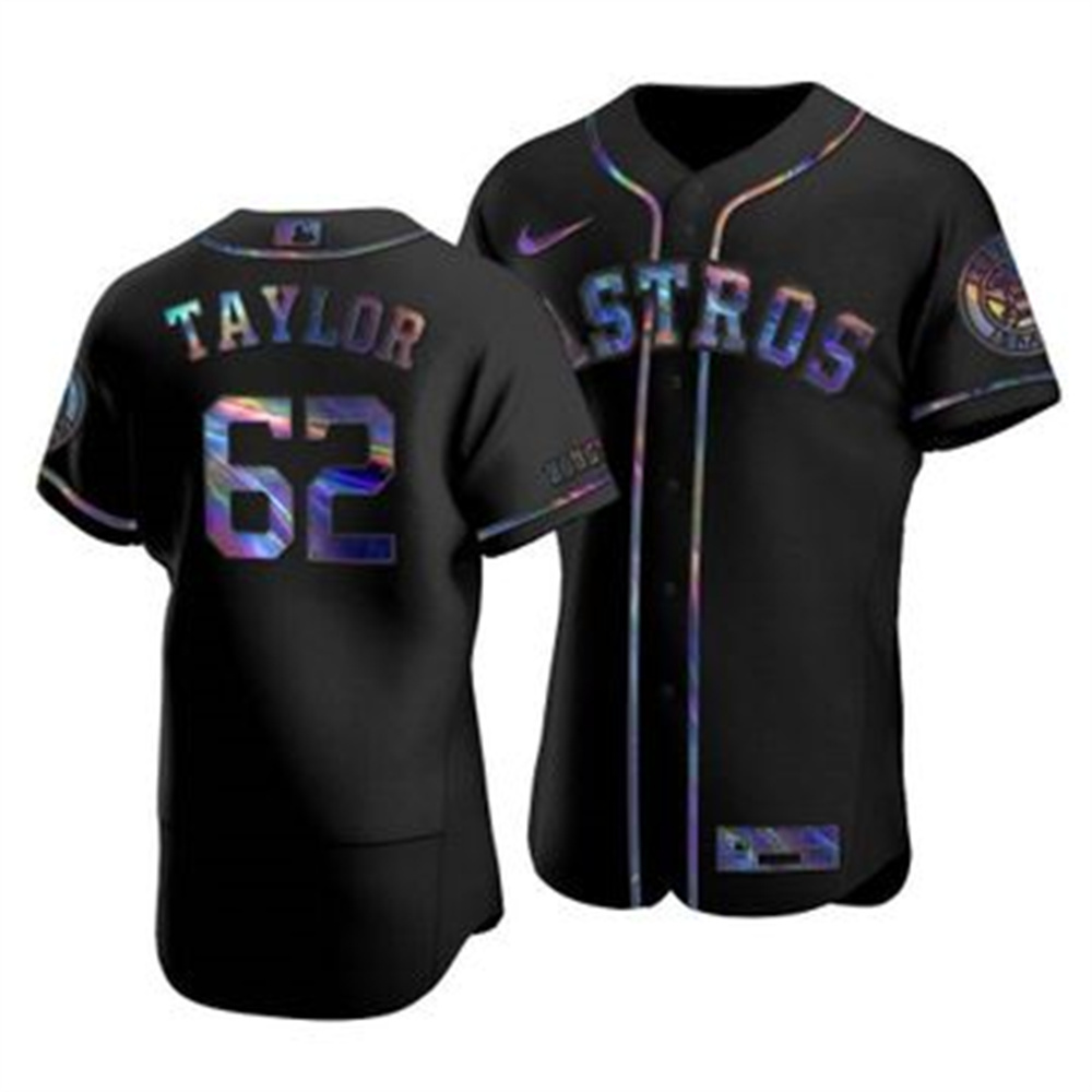 Houston Astros #62 Blake Taylor Men's Nike Iridescent Holographic Collection MLB Jersey - Black Houston Astros #62 Blake Taylor Men's Nike Iridescent Holographic Collection MLB Jersey - Black