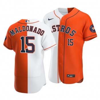 Astros #15 Martin Maldonado Split White Orange Two-Tone Jersey Astros #15 Martin Maldonado Split White Orange Two-Tone Jersey