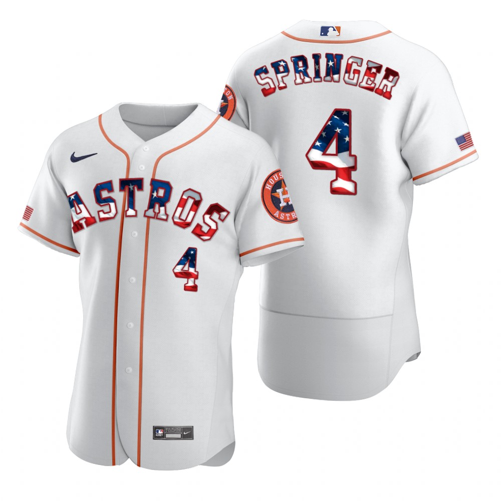 Houston Astros #4 George Springer Men's Nike White Fluttering USA Flag Limited Edition Authentic MLB Jersey Houston Astros #4 George Springer Men's Nike White Fluttering USA Flag Limited Edition Authentic MLB Jersey