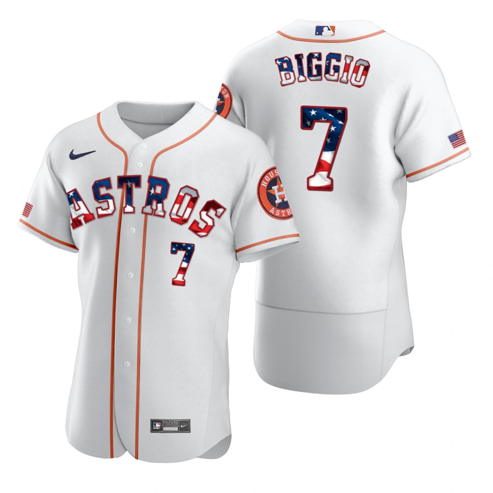 Houston Astros #7 Craig Biggio Men's Nike White Fluttering USA Flag Limited Edition Authentic MLB Jersey Houston Astros #7 Craig Biggio Men's Nike White Fluttering USA Flag Limited Edition Authentic MLB Jersey