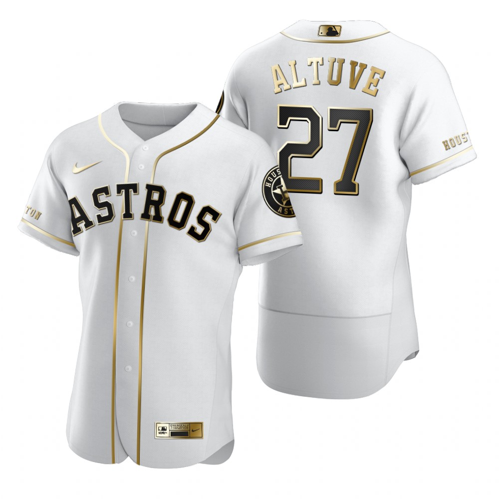 Houston Astros #27 Jose Altuve White Nike Men's Authentic Golden Edition MLB Jersey Houston Astros #27 Jose Altuve White Nike Men's Authentic Golden Edition MLB Jersey