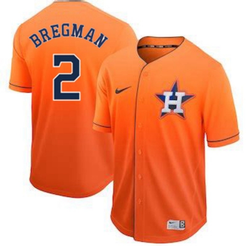 Astros #2 Alex Bregman Orange Fade Authentic Stitched Baseball Jersey Astros #2 Alex Bregman Orange Fade Authentic Stitched Baseball Jersey