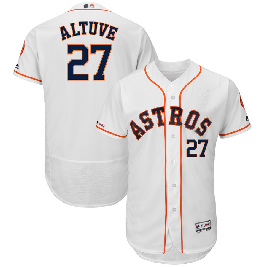 Astros 27 Jose Altuve White 150th Patch Flexbase Jersey Astros 27 Jose Altuve White 150th Patch Flexbase Jersey