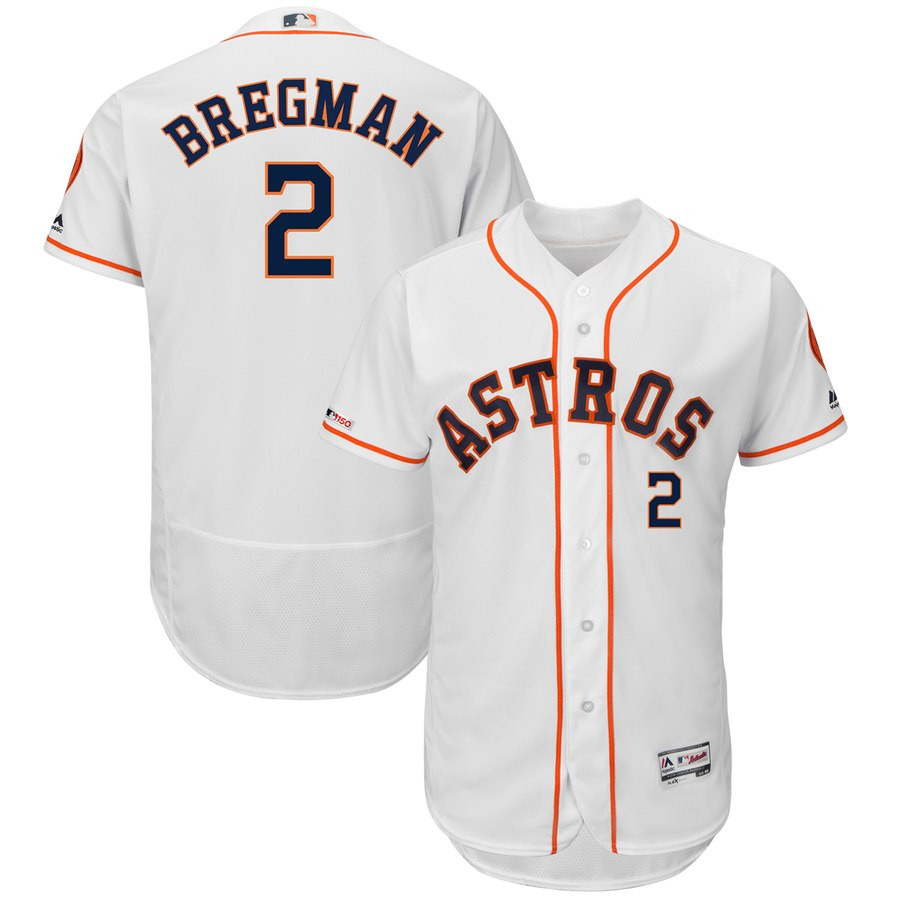 Astros 2 Alex Bregman White 150th Patch Flexbase Jersey Astros 2 Alex Bregman White 150th Patch Flexbase Jersey