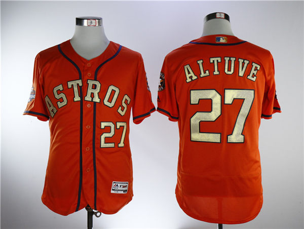 Men's Houston Astros #27 Jose Altuve Orange New Gold Program Flexbase Stitched MLB Jersey Men's Houston Astros #27 Jose Altuve Orange New Gold Program Flexbase Stitched MLB Jersey