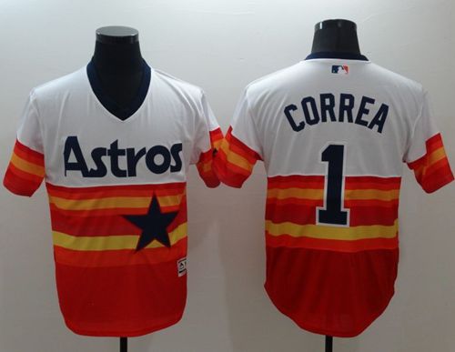 Astros #1 Carlos Correa White Orange Flexbase Authentic Collection Cooperstown Stitched MLB Jersey Astros #1 Carlos Correa White Orange Flexbase Authentic Collection Cooperstown Stitched MLB Jersey
