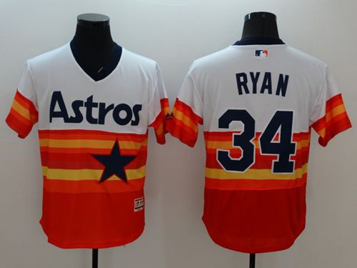 Astros #34 Nolan Ryan White Orange Flexbase Authentic Collection Cooperstown Stitched MLB Jersey Astros #34 Nolan Ryan White Orange Flexbase Authentic Collection Cooperstown Stitched MLB Jersey