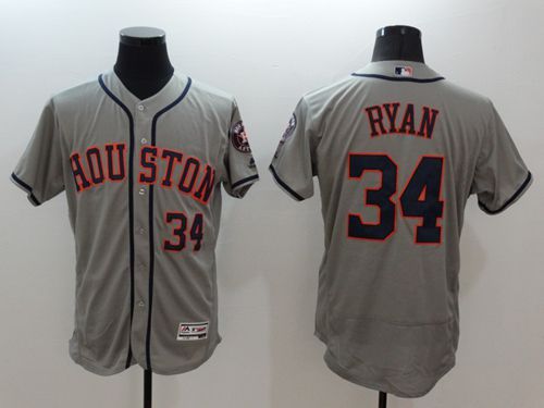 Astros #34 Nolan Ryan Grey Flexbase Authentic Collection Stitched MLB Jersey Astros #34 Nolan Ryan Grey Flexbase Authentic Collection Stitched MLB Jersey