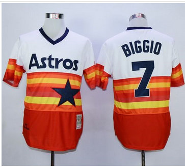 Mitchell And Ness 1980 Houston Astros #7 Craig Biggio White Orange Throwback Stitched MLB Jersey Mitchell And Ness 1980 Houston Astros #7 Craig Biggio White Orange Throwback Stitched MLB Jersey