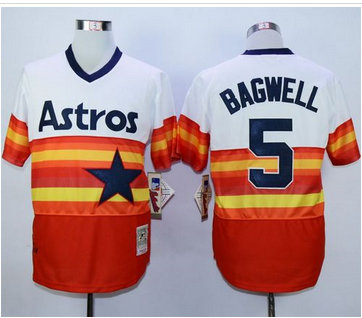Mitchell And Ness 1980 Houston Astros #5 Jeff Bagwell White Orange Throwback Stitched MLB Jersey Mitchell And Ness 1980 Houston Astros #5 Jeff Bagwell White Orange Throwback Stitched MLB Jersey