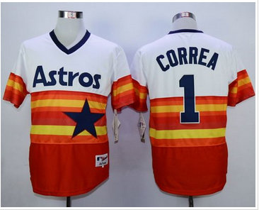 Houston Astros #1 Carlos Correa White Orange 1980 Turn Back The Clock Stitched MLB Jersey Houston Astros #1 Carlos Correa White Orange 1980 Turn Back The Clock Stitched MLB Jersey
