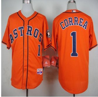 Houston Astros #1 Carlos Correa Orange Cool Base Stitched Baseball Jersey Houston Astros #1 Carlos Correa Orange Cool Base Stitched Baseball Jersey