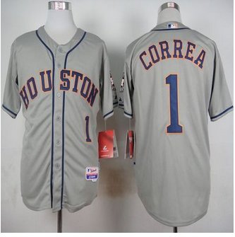 Houston Astros #1 Carlos Correa Grey Cool Base Stitched Baseball Jersey Houston Astros #1 Carlos Correa Grey Cool Base Stitched Baseball Jersey
