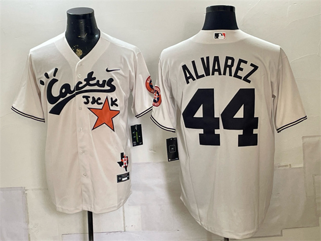 Men's Houston Astros #44 Yordan Alvarez Cream Cactus Jack Vapor Premier Limited Stitched Baseball Jersey Men's Houston Astros #44 Yordan Alvarez Cream Cactus Jack Vapor Premier Limited Stitched Baseball Jersey