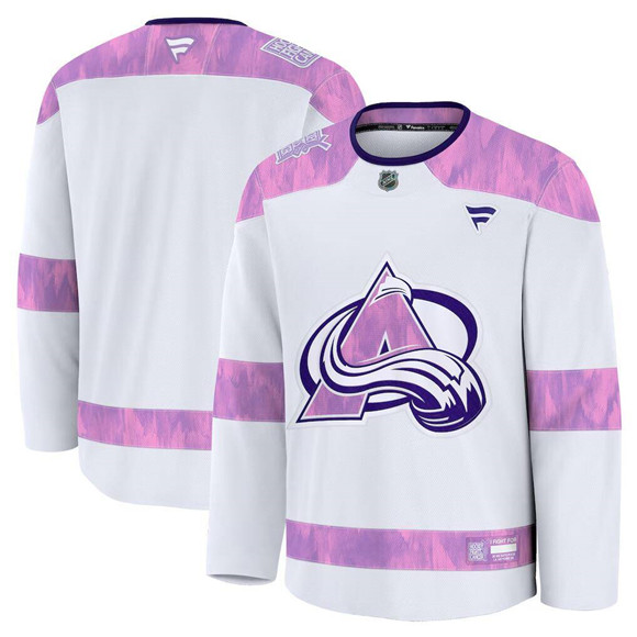 Men's Colorado Avalanche Blank White 2024 Fights Cancer Stitched Jersey Men's Colorado Avalanche Blank White 2024 Fights Cancer Stitched Jersey