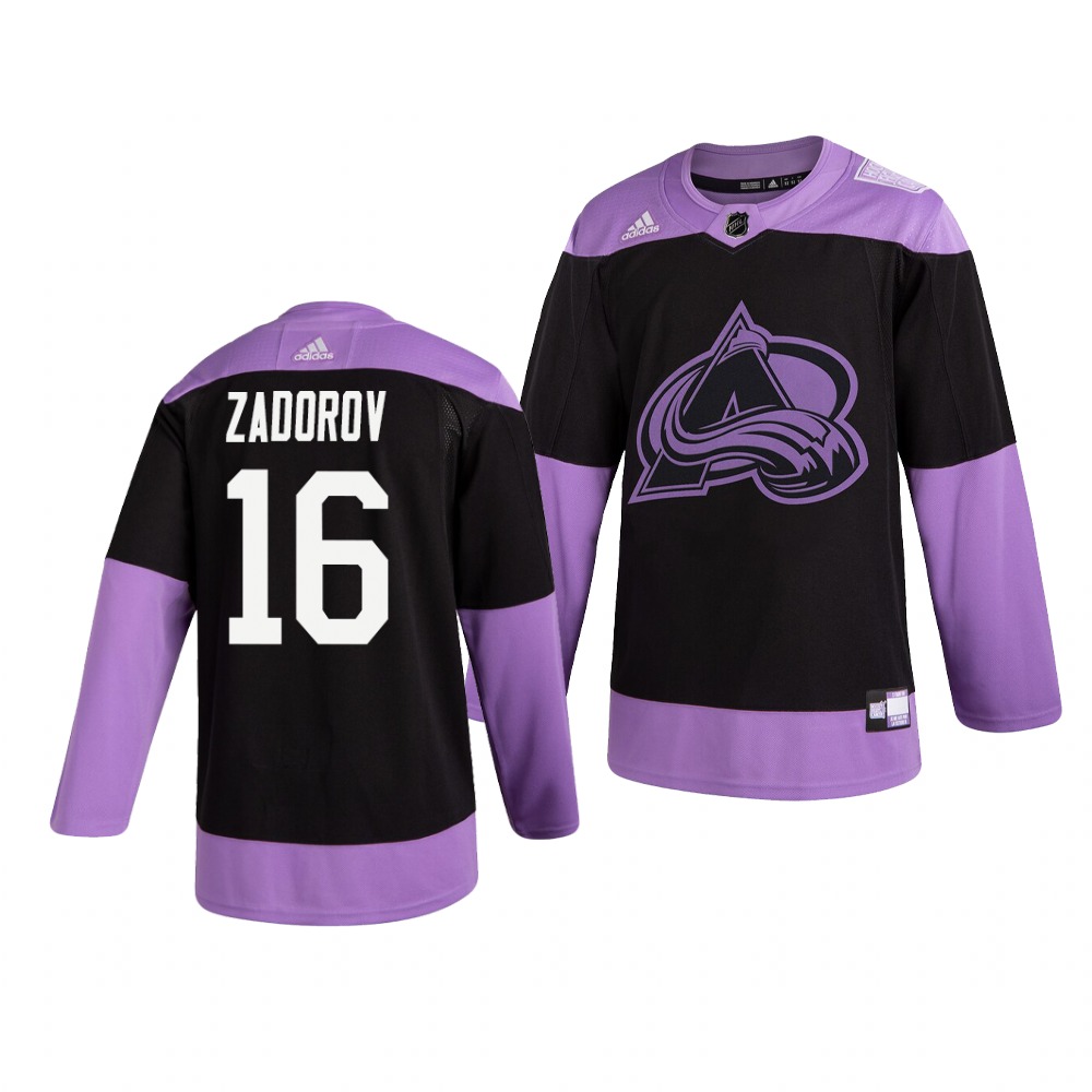 Avalanche 16 Nikita Zadorov Black Purple Hockey Fights Cancer Adidas Jersey Avalanche 16 Nikita Zadorov Black Purple Hockey Fights Cancer Adidas Jersey