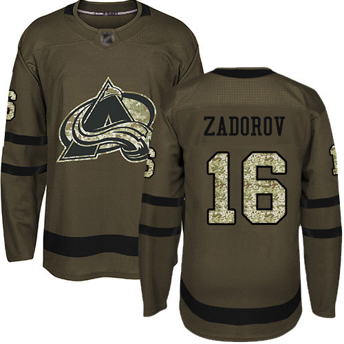 Avalanche #16 Nikita Zadorov Green Salute to Service Stitched Hockey Jersey Avalanche #16 Nikita Zadorov Green Salute to Service Stitched Hockey Jersey