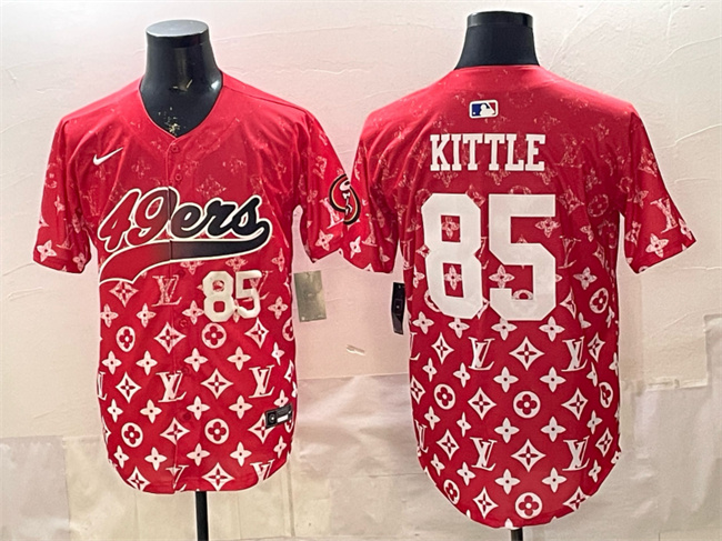 Men's San Francisco 49ers #85 George kittle Red Limited Stitched Baseball Jersey Men's San Francisco 49ers #85 George kittle Red Limited Stitched Baseball Jersey