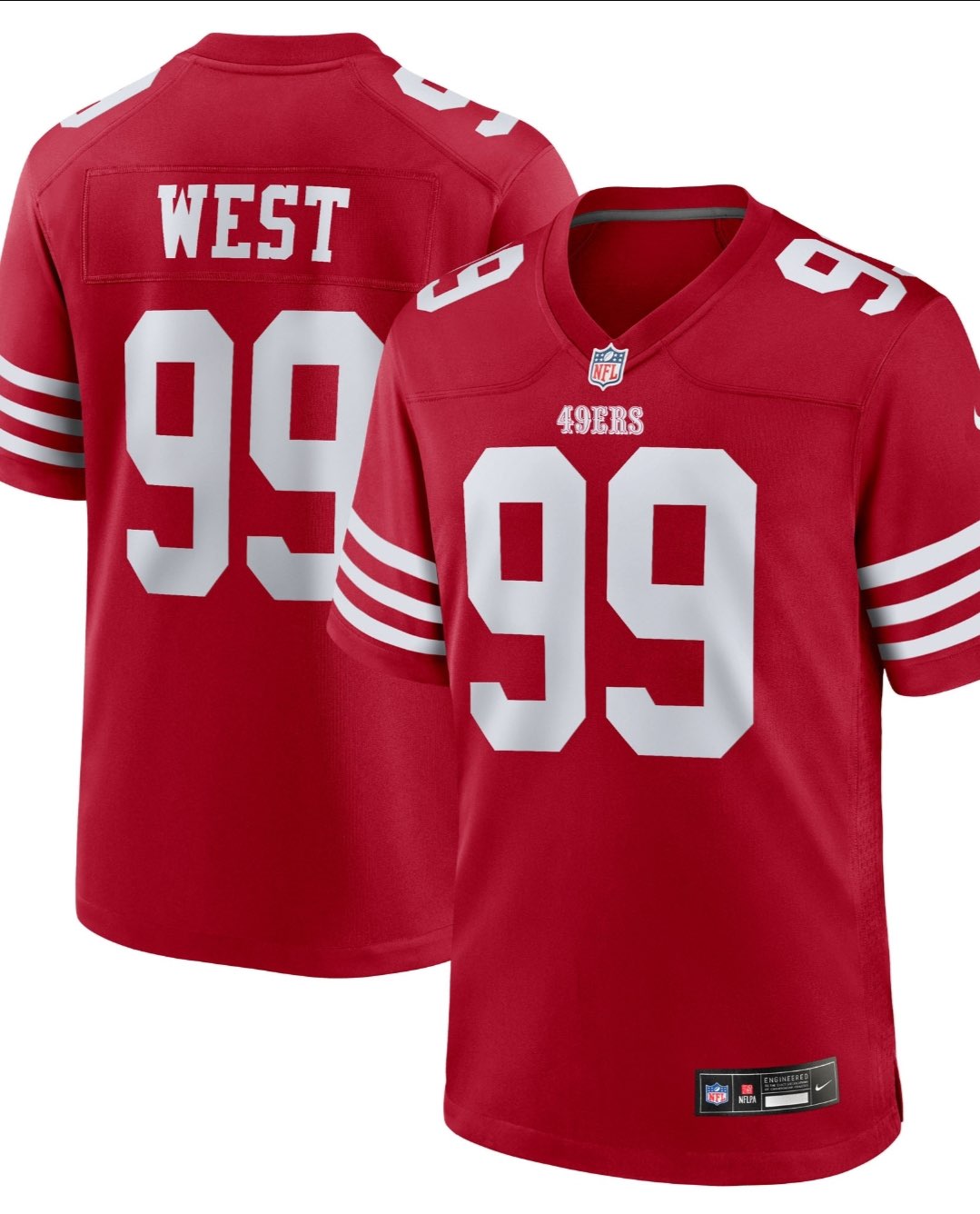 Men's San Francisco 49ers #99 CJ West Red 2025 F.U.S.E. Vapor Untouchable Limited Stitched Football Jersey Men's San Francisco 49ers #99 CJ West Red 2025 F.U.S.E. Vapor Untouchable Limited Stitched Football Jersey