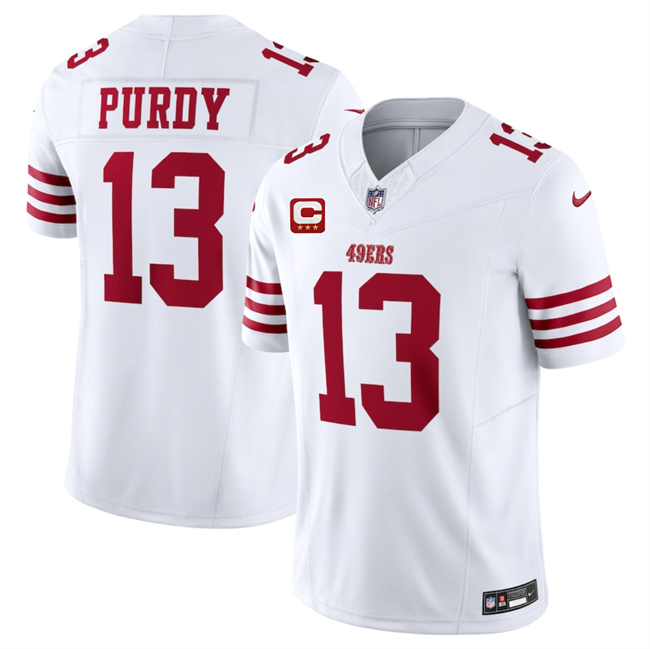 Men's San Francisco 49ers #13 Brock Purdy White 2025 F.U.S.E. With 3-Star C Patch Vapor Untouchable Limited Stitched Football Jersey Men's San Francisco 49ers #13 Brock Purdy White 2025 F.U.S.E. With 3-Star C Patch Vapor Untouchable Limited Stitched Football Jersey