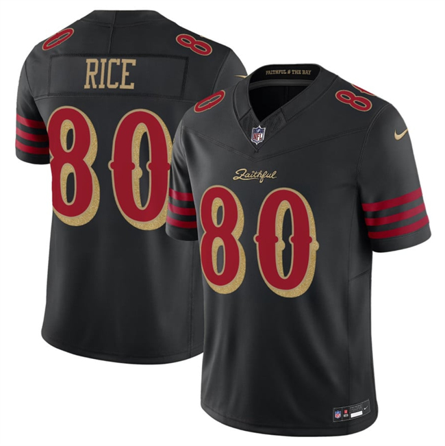 Men's San Francisco 49ers #80 Jerry Rice Black 2025 F.U.S.E. “Rivalries” Vapor Limited Stitched Football Jersey Men's San Francisco 49ers #80 Jerry Rice Black 2025 F.U.S.E. “Rivalries” Vapor Limited Stitched Football Jersey