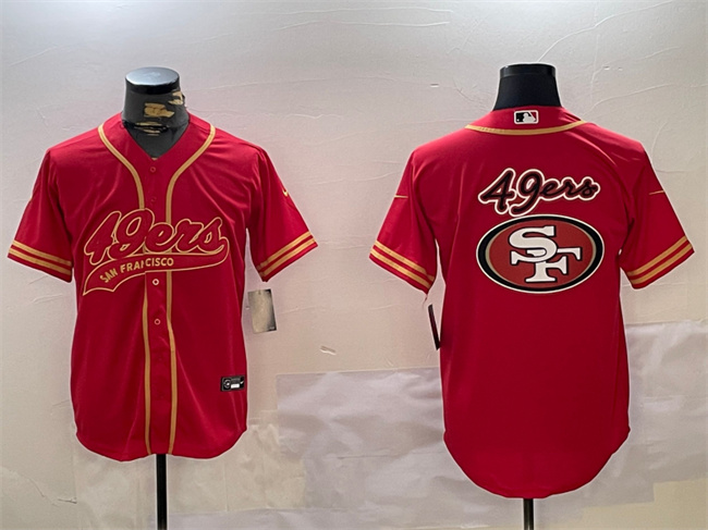 Men's San Francisco 49ers Team Big Logo Red Cool Base Stitched Baseball Jersey 1 Men's San Francisco 49ers Team Big Logo Red Cool Base Stitched Baseball Jersey 1