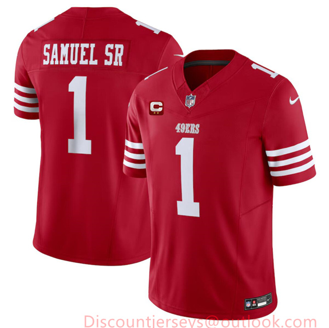 Men's San Francisco 49ers #1 Deebo Samuel SR Red 2024 F.U.S.E. With 2-Star C Patch Vapor Untouchable Limited Stitched Football Jersey Men's San Francisco 49ers #1 Deebo Samuel SR Red 2024 F.U.S.E. With 2-Star C Patch Vapor Untouchable Limited Stitched Football Jersey