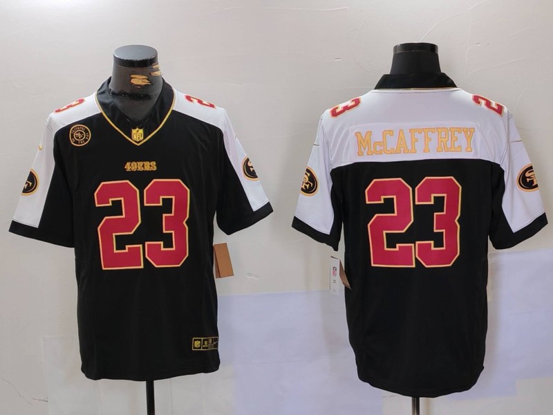 Men's San Francisco 49ers #23 Christian McCaffrey Black F.U.S.E. Mexico With Gate Bridge Patch Vapor Limited Stitched Football Jersey 1 Men's San Francisco 49ers #23 Christian McCaffrey Black F.U.S.E. Mexico With Gate Bridge Patch Vapor Limited Stitched Football Jersey 1
