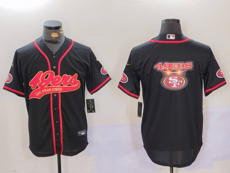 Men's San Francisco 49ers Team Big Logo Black With Patch Cool Base Stitched Baseball Jersey 9 Men's San Francisco 49ers Team Big Logo Black With Patch Cool Base Stitched Baseball Jersey 9