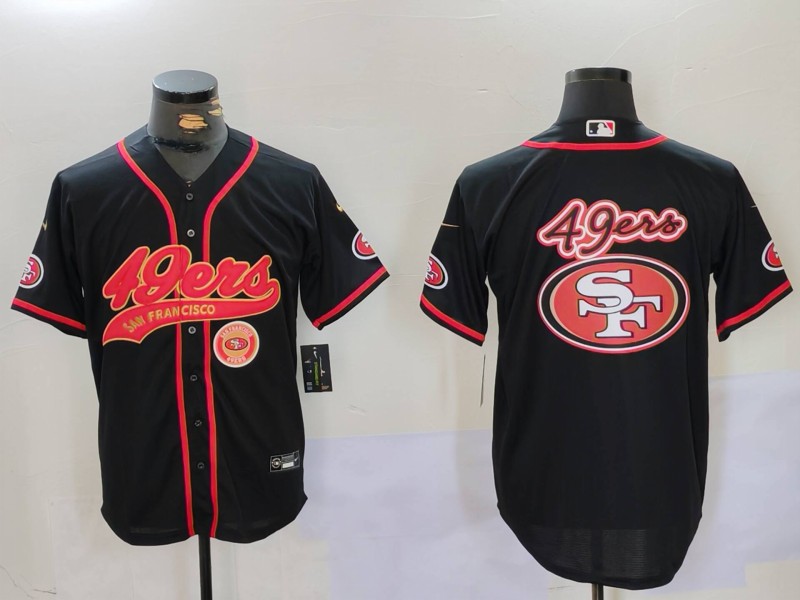 Men's San Francisco 49ers Team Big Logo Black With Patch Cool Base Stitched Baseball Jersey 8 Men's San Francisco 49ers Team Big Logo Black With Patch Cool Base Stitched Baseball Jersey 8