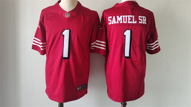 Men's San Francisco 49ers #1 Deebo Samuel New Red Vapor Untouchable Limited Stitched Football Jersey Men's San Francisco 49ers #1 Deebo Samuel New Red Vapor Untouchable Limited Stitched Football Jersey