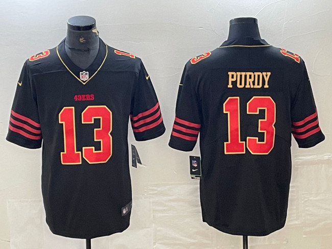 Men's San Francisco 49ers #13 Brock Purdy Black Gold Stitched Jersey Men's San Francisco 49ers #13 Brock Purdy Black Gold Stitched Jersey
