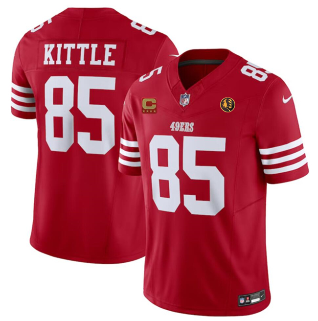 Men's San Francisco 49ers #85 George Kittle Red 2023 F.U.S.E. With 4-Star C Ptach AndJohn Madden Patch Vapor Limited Stitched Football Jersey Men's San Francisco 49ers #85 George Kittle Red 2023 F.U.S.E. With 4-Star C Ptach AndJohn Madden Patch Vapor Limited Stitched Football Jersey
