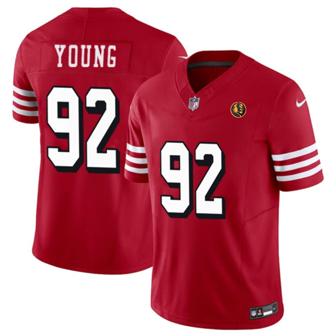Men's San Francisco 49ers #92 Chase Young New Red 2023 F.U.S.E. With John Madden Patch Vapor Limited Stitched Football Jersey Men's San Francisco 49ers #92 Chase Young New Red 2023 F.U.S.E. With John Madden Patch Vapor Limited Stitched Football Jersey