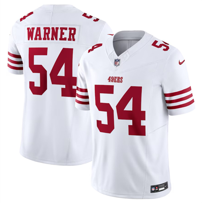 Men's San Francisco 49ers #54 Fred Warner White 2023 F.U.S.E. Vapor Untouchable Limited Stitched Football Jersey Men's San Francisco 49ers #54 Fred Warner White 2023 F.U.S.E. Vapor Untouchable Limited Stitched Football Jersey