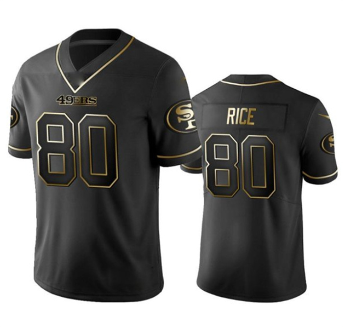 Men's San Francisco 49ers #80 Jerry Rice Black Gold Stitched Jersey Men's San Francisco 49ers #80 Jerry Rice Black Gold Stitched Jersey