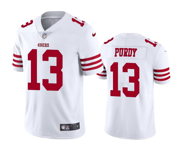 Men's San Francisco 49ers #13 Brock Purdy White Vapor Untouchable Limited Stitched Football Jersey Men's San Francisco 49ers #13 Brock Purdy White Vapor Untouchable Limited Stitched Football Jersey