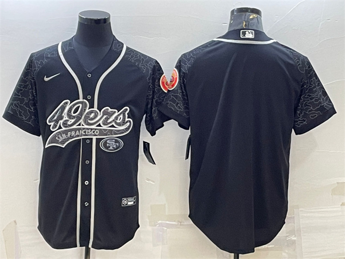 Men's San Francisco 49ers Blank Black Reflective With Patch Cool Base Stitched Baseball Jersey Men's San Francisco 49ers Blank Black Reflective With Patch Cool Base Stitched Baseball Jersey