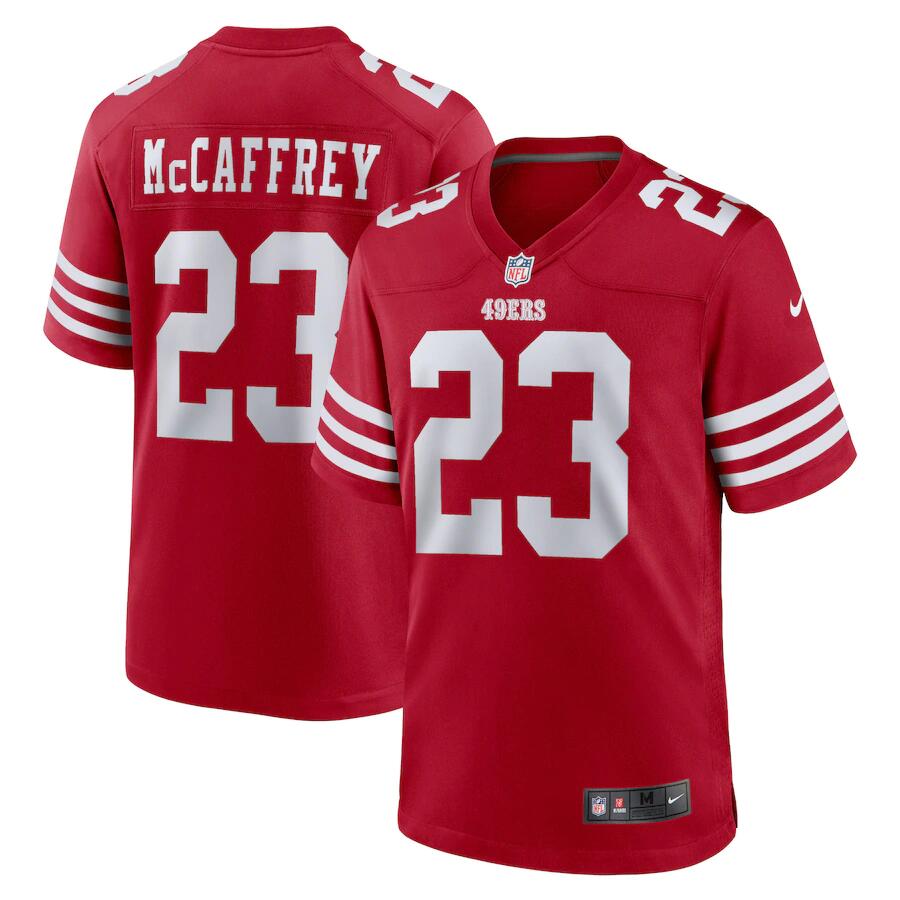 Men's San Francisco 49ers #23 Christian McCaffrey Red Stitched Football Jersey Men's San Francisco 49ers #23 Christian McCaffrey Red Stitched Football Jersey