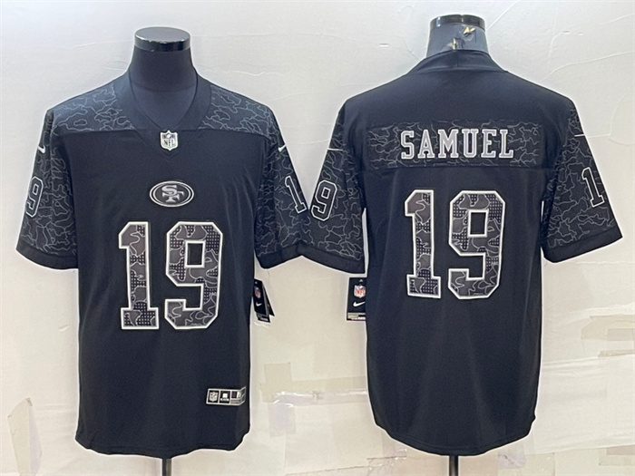 Men's San Francisco 49ers #19 Deebo Samuel Black Reflective Limited Stitched Football Jersey Men's San Francisco 49ers #19 Deebo Samuel Black Reflective Limited Stitched Football Jersey