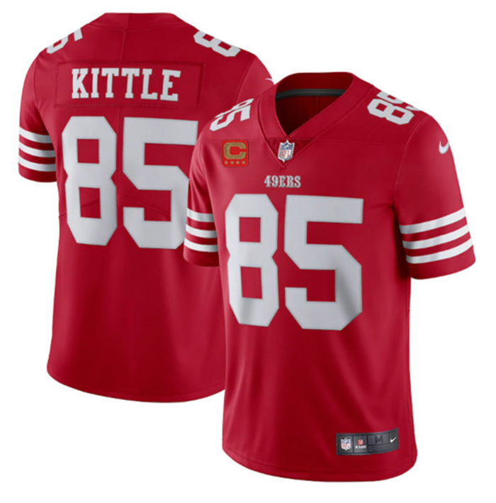 Men's San Francisco 49ers #85 George Kittle 2022 Red With 1-Star C Patch Vapor Untouchable Limited Stitched Football Jersey Men's San Francisco 49ers #85 George Kittle 2022 Red With 1-Star C Patch Vapor Untouchable Limited Stitched Football Jersey