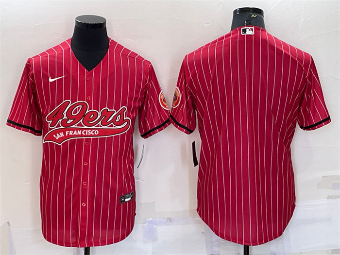 Men's San Francisco 49ers Blank Red With Patch Cool Base Stitched Baseball Jersey Men's San Francisco 49ers Blank Red With Patch Cool Base Stitched Baseball Jersey