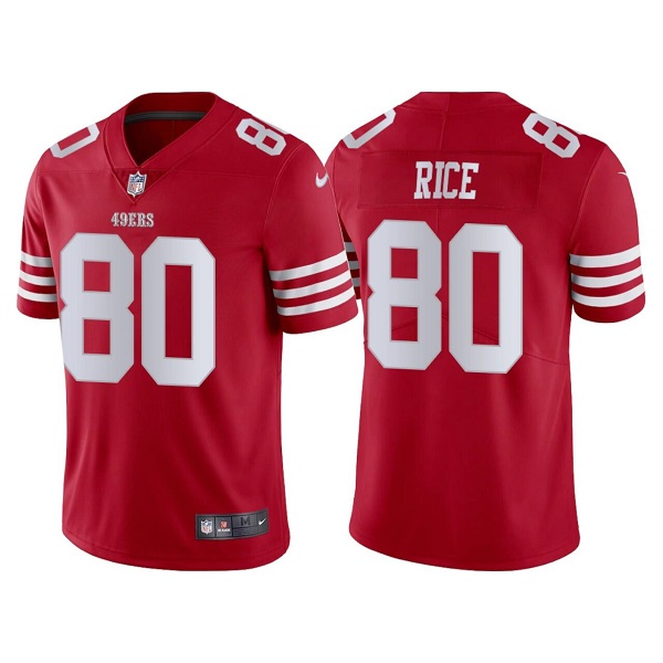 Men's San Francisco 49ers #80 Jerry Rice 2022 New Scarlet Vapor Untouchable Stitched Football Jersey Men's San Francisco 49ers #80 Jerry Rice 2022 New Scarlet Vapor Untouchable Stitched Football Jersey
