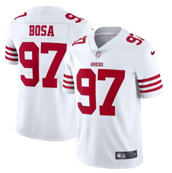 Men's San Francisco 49ers #97 Nike Bosa 2022 New White Vapor Untouchable Stitched Jersey Men's San Francisco 49ers #97 Nike Bosa 2022 New White Vapor Untouchable Stitched Jersey
