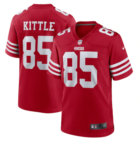 Men's San Francisco 49ers #85 George Kittle 2022 New Scarlet Stitched Game Jersey Men's San Francisco 49ers #85 George Kittle 2022 New Scarlet Stitched Game Jersey