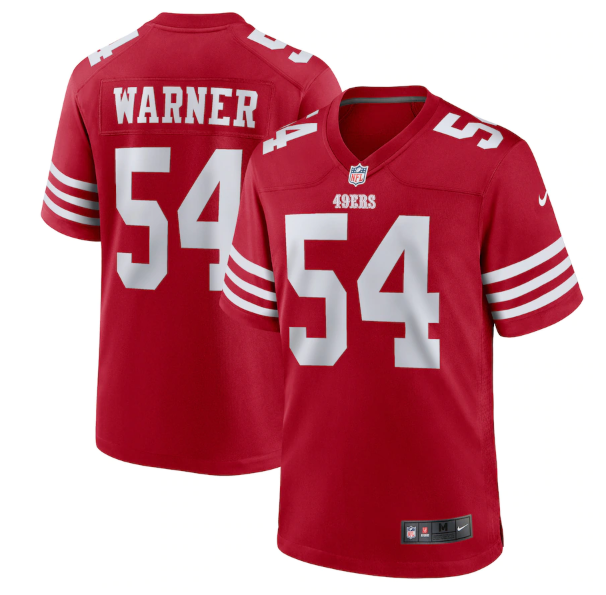 Men's San Francisco 49ers #54 Fred Warner 2022 New Scarlet Stitched Game Jersey Men's San Francisco 49ers #54 Fred Warner 2022 New Scarlet Stitched Game Jersey