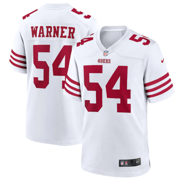 Men's San Francisco 49ers #54 Fred Warner 2022 New White Stitched Game Jersey Men's San Francisco 49ers #54 Fred Warner 2022 New White Stitched Game Jersey